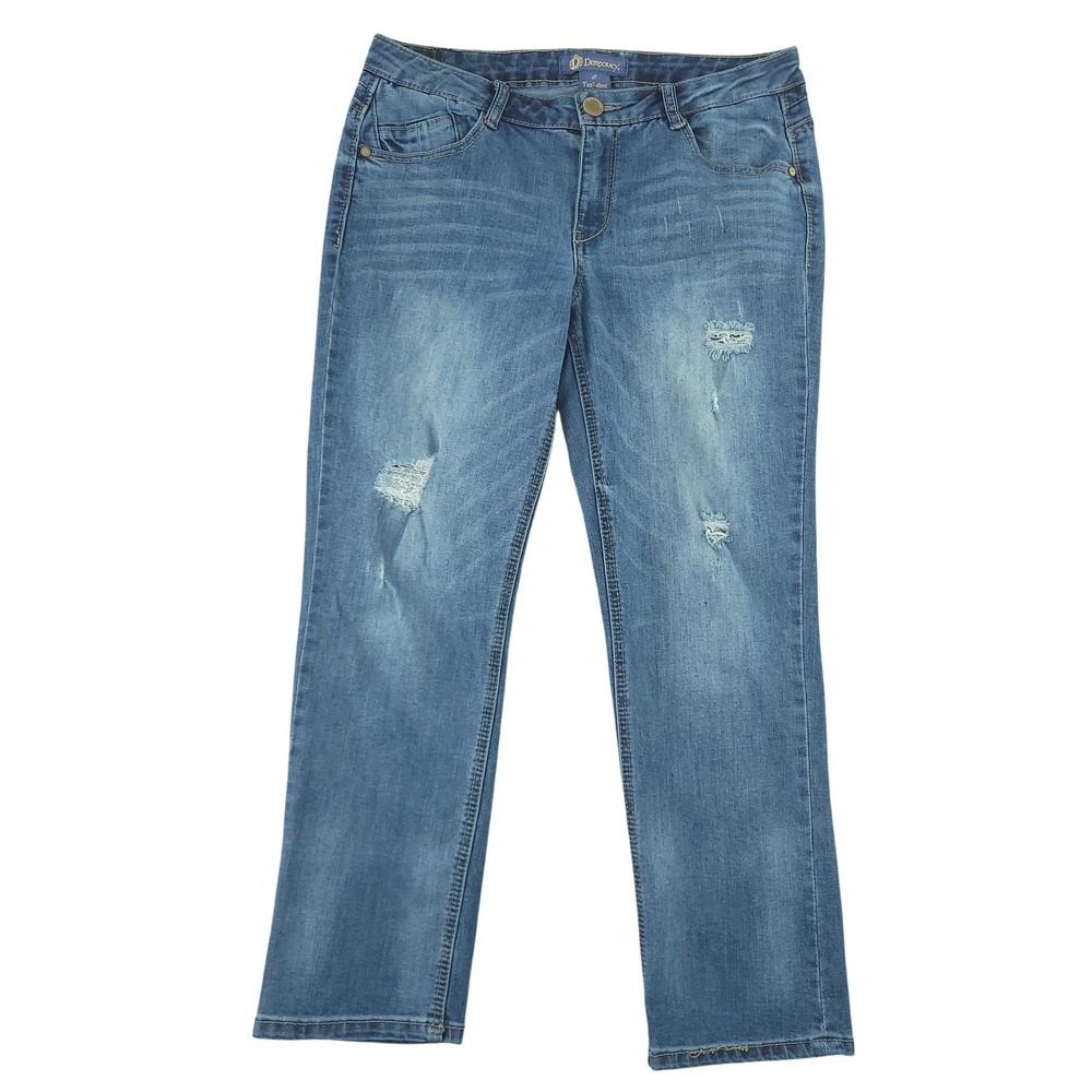 Democracy Jeans Womens 8 Blue Med Wash Flex-ellent Straight Stretch Denim